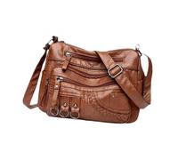 Luwecf Damen Schultertasche Crossbody Bag Shopper Handtasche aus Robustem PU mit Stylischem Look Und Mehreren Staufächern für Arbeit Reisen Einkaufen, Braun