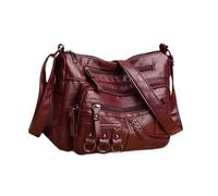 Luwecf Damen Schultertasche Crossbody Bag Shopper Handtasche aus Robustem PU mit Stylischem Look Und Mehreren Staufächern für Arbeit Reisen Einkaufen, Rot