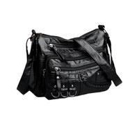 Luwecf Damen Schultertasche Crossbody Bag Shopper Handtasche aus Robustem PU mit Stylischem Look Und Mehreren Staufächern für Arbeit Reisen Einkaufen, Schwarz