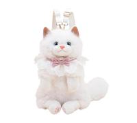 Luwecf Katzenrucksack Plüsch Rucksack Schultertasche Damen Katzenbeutel Plüschtier Lockeres Design Weiche Träger für Festival Parkbesuch Geschenk, Weiß