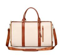 Luxe Mega Bag Handgepäcktasche Große PU Leder Kleidung Duffle Bag 2 in 1 Hängende Koffer Kleid Anzug Reisetasche (Weiß)