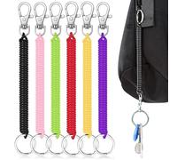Luxiremi Dehnbarer Spiralschlüsselanhänger, Anti-Verlust-Kunststoff-Spiralschlüsselanhänger mit einziehbarem Schlüsselanhänger und Karabiner, diebstahlsichere Schlüsselanhänger für Männer,