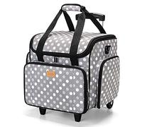 Luxja Abnehmbar Nähmaschine Trolley, Nähmaschinentrolley mit Abnehmbarer Unterlage, Nähmaschinentasche für Nähmaschine und Zubehör (Nur Eine Leere Tasche Enthalten), Grau Punkt