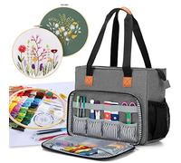 Luxja Aufbewahrungstasche Stickerei Set, Handarbeitstasche für Embroidery Werkzeug, DIY Tasche für Kreuzstich Set, (Leere Tasche), Grau