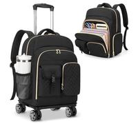 Luxja Lehrer Tasche mit Trolley, Rolltasche für Lehrkräfte und Büro | Lehrertasche Trolley, Lehrer Tasche mit Rollen, Rollrucksack für Schule, Unterrichtsmaterial, Laptop und Büro, Schwarz