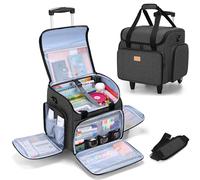Luxja Lehrer-Tasche Trolley, Lehrertasche mit Rollen, Arbeitstasche Lehrer | Lehrer Trolley, Rollende Lehrer Tasche Groß, Leherin Aktentasche für Unterwegs, Laptoptasche für Lehrer, Schwarz