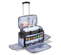 Luxja Nähmaschinentasche mit abnehmbarem Trolley, Rollende Nähmaschinentasche mit abnehmbarem Bodenpolster (passend für die meisten Standardnähmaschinen), Patentiertes Design, Schwarz