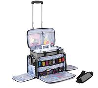Luxja Nähmaschinentasche mit abnehmbarem Trolley, Rollende Nähmaschinentasche mit abnehmbarem Bodenpolster (passend für die meisten Standardnähmaschinen), Patentiertes Design, Grau