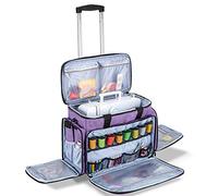 Luxja Nähmaschinentasche mit abnehmbarem Trolley, Rollende Nähmaschinentasche mit abnehmbarem Bodenpolster (passend für die meisten Standardnähmaschinen), Patentiertes Design, Lila