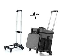 Luxja Overlock Trolley, Abnehmbarer Nähmaschinentrolley für Meiste Gängigen Haushaltsnähmaschinen, Overlock Koffer mit Abnehmbarem Trolley für Transport und Aufbewahrung, Grau