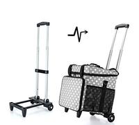 Luxja Overlock Trolley, Abnehmbarer Nähmaschinentrolley für Meiste Gängigen Haushaltsnähmaschinen, Overlock Koffer mit Abnehmbarem Trolley für Transport und Aufbewahrung, Graue Punkte