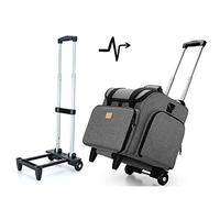 Luxja Overlocker Abnehmbar Trolley, Coverlock Nähmaschinentrolley mit Abnehmbarer Unterlage, Overlock-Nähmaschinentasche (Nur Eine Leere Tasche Enthalten), Grau