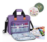 Luxja Tasche für Stickerei Set, Kreuzstich Zubehör Tasche, Stickerei Tasche für Stickrahmen, Farbfäden, Stickgarn und andere Stickerei kit, Lila