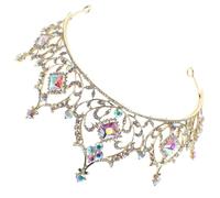 Luxshiny Elegante Brautkrone aus Legierung mit Kristall Goldene Hochzeitstiaras Kopfschmuck für Geburtstag und Party Zarte und Edle Haaraccessoires