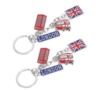 Luxshiny London Schlüsselanhänger Metall Miniaturmodell Britisches Souvenir mit Union Jack Flagge 2 Stück Pack Reisezubehör für Auto und Reisen Kompakt