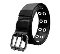 LuxStellar Gürtel Arbeitshose, Doppel Dorn Gürtel Aus Strapazierfähigem Canvas mit Robustem Metall Verschluss Koppelgürtel Herren für Arbeit Outdoor und Freizeit Nietengürtel Herren In Schwarz