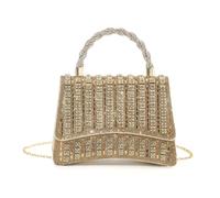 Luxuriöse Abendessen-Clutches Tasche mit funkelndem Akzent für Damen, Hochzeit, Handtasche, Geldbörse mit Metallkettenriemen, gold