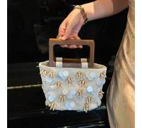 Luxuriöse Damen-Abendhandtasche mit Holzgriff, glänzende Muschel-Pailletten-Perlen-Tragetasche, elegante Dinner-Tasche, geeignet für Hochzeiten, Party