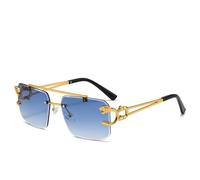 Luxuriöse quadratische Sonnenbrille für Herren und Damen, Markendesigner, Vintage, randlose Sonnenbrille, männlich/weiblich, modisch, Retro-Spiegel, Oculos de Sol, Farbverlauf Blau, 145 x 133 x 45 mm