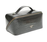 Luxuriöser Kosmetikkoffer von Alice Wheeler London, Zugkoffer, Kosmetiktasche, Kosmetiktasche, Make-up-Tasche für Damen, 3 verschiedene Größen, Schwarz / Krokodilhaut, 24 x 12 x 12 cm, Ausklappbarer