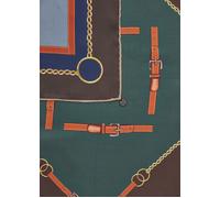 Luxuriöses Nicki Tuch aus reiner Seide mit heraldischem Muster braun, 53X53CM