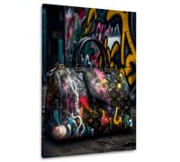 Luxus Handtasche mit Graffiti Design Fashion Wandbild - Leinwand 4cm / 120x180cm