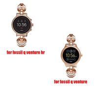 LvBu Armband Kompatibel für Fossil Q Venture, Damen Metall Band Premium Edelstahl Bracelet Gurt für Fossil Q Venture Gen 4 / Fossil Q Venture Gen 3 (Roségold)