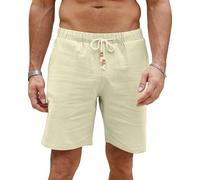 LVCBL Kurze Hosen Herren Leinen Leicht Sommershorts Leinenhose Herren Kurz mit Taschen