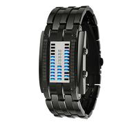 lvifloae Herren binäre Uhr Casual Sports Blue Backlight Fashion Quartz Bewegung LED Digitale Armbanduhr für Outdoor -Partys Edelstahl Uhren Schwarze große Größe großer Größe (Schwarze kleine Größe)