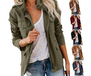 Lvnsdknerse Jacke Damen, Übergangsjacke Damen Leichte Herbst Stehkragen Jacket Boyfriend Parka Dünne Frühlingsjacke Herbstjacke Elegant Jacke Kurzmantel Blouson Jacken