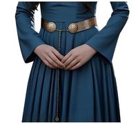 L'VOW Wikinger Gürtel Damen Renaissance Ledergürtel für Kleider LARP Mittelalter Accessoires, Braun-1, Fit Waist 37.40 - 45.28 in