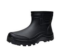 LvRao Herren Kurzschaft Stiefel Gummistiefel Gummistiefeletten wasserdichte Regenstiefe für Festival Garten (Schwarz, CN 45 / EU 44)