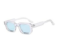 LVTFCO Modische blaue quadratische Sonnenbrille für Damen und Herren, Retro-Luxus-Sonnenbrille mit klaren Gläsern, UV400-Brillen, transparentes Blau, Einheitsgröße