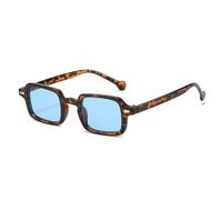 LVTFCO Modische quadratische Sonnenbrille für Damen, Retro-Nieten-Dekoration, Farbverlauf, UV400, Leopardenmuster, blaue Sonnenbrille für Herren, Leopardenblau, Einheitsgröße