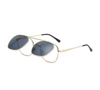 LVTFCO Modische Sonnenbrille mit Klappgläsern für Damen, Vintage, Metall, Punk-Brille, Herren, unregelmäßig, rund, blau/rosa, transparent, Sonnenbrille, UV400, Golden Tea, Einheitsgröße