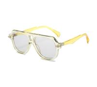 LVTFCO Retro Doppelte Brücken Männer Sonnenbrille Shades UV400 Mode Gradient Brillen Trend Frauen Nieten Orange Sonnenbrille, Gelb hellgrau, Einheitsgröße