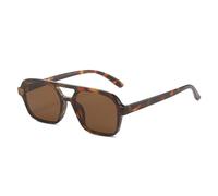 LVTFCO Retro Doppelte Brücken Quadratische Frauen Sonnenbrille Mode Leopard Blau Tee Brillen Schattierungen UV400 Männer Sonnenbrille,Leopard tea,Einheitsgröße