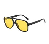 LVTFCO Retro Übergroße Doppelsteg-Sonnenbrille für Herren, klare Brillenfassung, Damen, Gelb/Blau, UV400, Schwarz/Gelb, Einheitsgröße