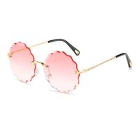 LVTFCO Übergroße randlose, runde Sonnenbrille mit Blumenmuster für Damen, trendige Ozeangläser, Sonnenbrillen für Herren, UV400-Schutz, wie abgebildet, Farbverlauf Pink