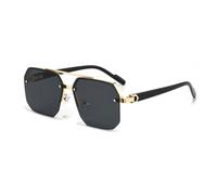 LVTFCO Übergroße Retro-Sonnenbrille mit Doppelsteg, polygonal, quadratisch, Metall, für Herren, modische Farbverlauf-Sonnenbrille, UV400, trendige Sonnenbrille für Damen, Gold/Schwarz