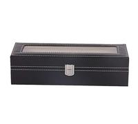LVUNZJCA Uhrenbox Faux-Leder-Uhr-Aufbewahrungsbehälter-Uhr-Schmucksachen Armband 6 Slots Schwarz Kratzfest für Damen und Herren