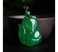 LVYAN Chinesischer natürlicher grüner Chalcedon-Achat handgeschnitzter Fuchs-Jade-Anhänger Mode Männer und Frauen Jade-Schmuck-Chalcedon-Halskette