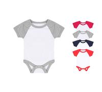 LW502 Larkwood Baby-Body Kurzarm im Baseball-Stil White 3/6 Monate