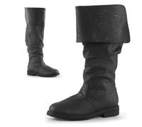 LXURY Herren Westernstiefel Mittelalter Piratenstiefel, Ritterstiefel, Renaissance-Stiefel, Flache Jazz-Stiefel Für Männer Und Frauen Zum Überziehen, Mittelhohe Gothic-Stiefel,Schwarz,48EU