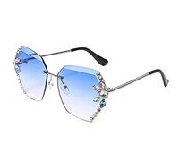 LYAART Vintage Fashion Randlose Kristall-Sonnenbrille, Kristall-Sonnenbrille für Damen, Funkelnde Kristall-Sonnenbrille (Blue)