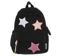 LYEAA Trendiger Cord-Stern-Rucksack für Damen - geräumiger Kawaii-Rucksack für Campus, Reisen und den täglichen Gebrauch, Schwarz , 12.60x11.42x4.72inch