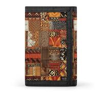 LYHVSFJW Dreifach gefaltete Geldbörse mit 8 Kartenfächern, schlankes Münzfach mit Reißverschluss, geteilte Geldscheine für Männer und Frauen, Patchwork Afrikanisches Textil, Einheitsgröße, Modern