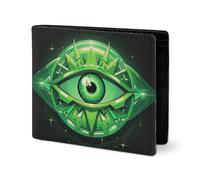 LYHVSFJW Edle Herren Geldbörse Leder Portemonnaie Portemonnaie Damen Slim Slim Schädel Totenkopf Muster Rose Rot, Böses Auge grün, one size