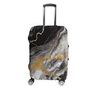 LYHVSFJW Elastische Gepäckabdeckung, Schutz, Schwarz, Weiß, Gold, Folie, Marmor, waschbar, Kofferhülle, langlebig, Reisekoffer-Schutzhülle mit Reißverschlussöffnungen, passend für 48,3 - 81,3 cm