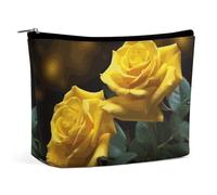 LYHVSFJW Kosmetiktasche, Make-up-Tasche für Damen, tragbare Make-up-Tasche, blauer Hai, Reise-Kulturbeutel für Reisezubehör, Schöne gelbe Rosen, Einheitsgröße